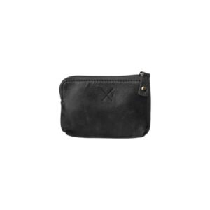 Small black leather wallet with zipper and RFID protection