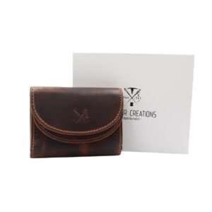 Small Leather Wallet with Double Clasp & RFID Protection in tan color
