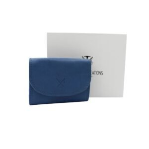 Πορτοφόλι δερμάτινο μικρού μεγέθους σε μπλε χρώμα και RFID προστασία