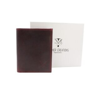 Small men’s burgundy leather wallet with coin pocket & RFID protection