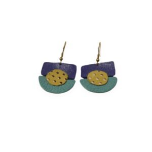 Handmade earrings with a geometric design in a combination of colors