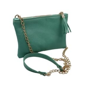 Handmade leather clutch in a light green shade – Mira