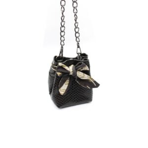Handmade tiny bucket bag in black color - Erato