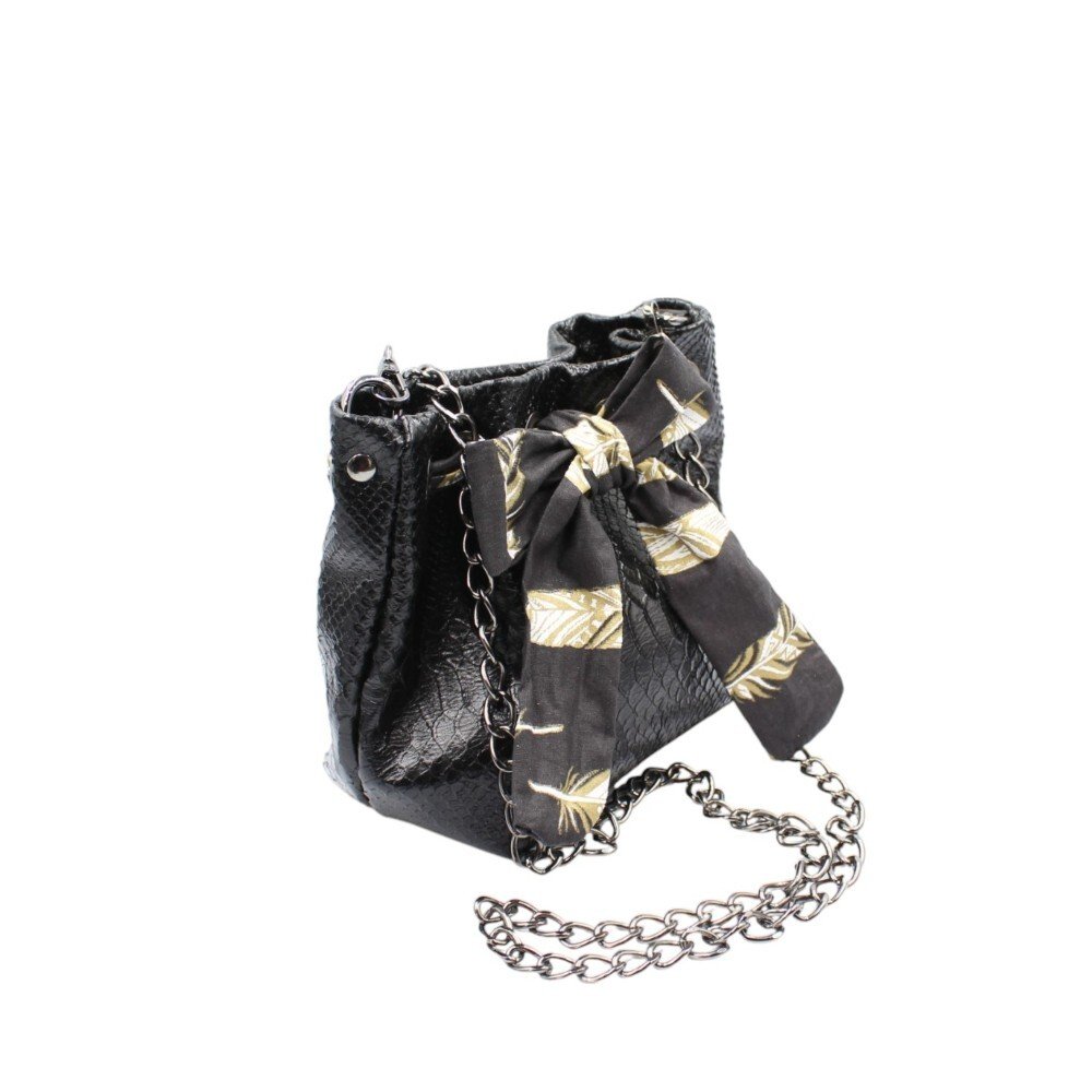 Small leather bucket bag in black snake print color – Gaia - Image 2