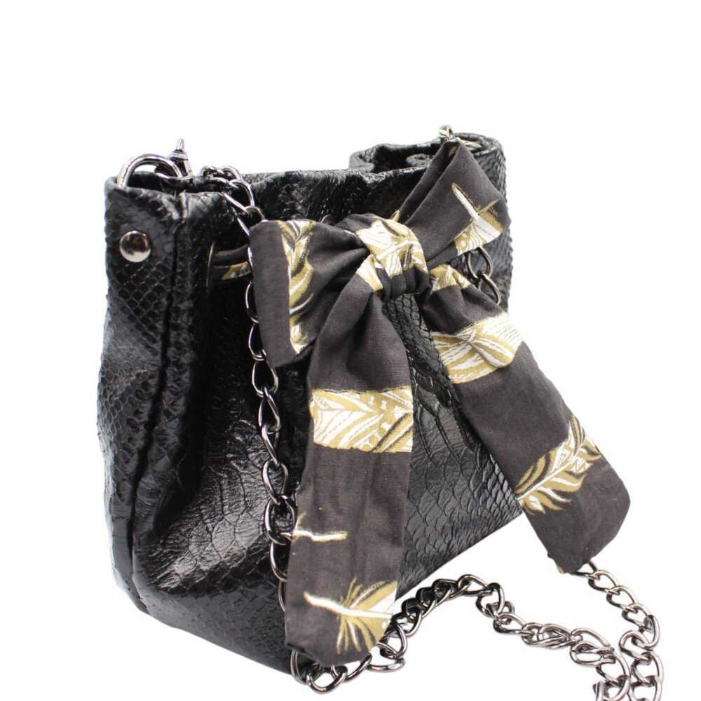 Small leather bucket bag in black snake print color – Gaia - Image 3