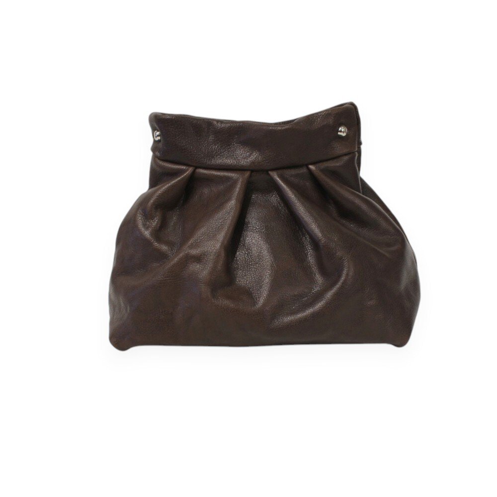 Δερμάτινη τσάντα με πιέτες σε καφέ χρώμα – Danae - Image 2