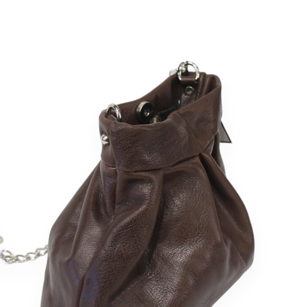 Δερμάτινη τσάντα με πιέτες σε καφέ χρώμα – Danae - Image 3