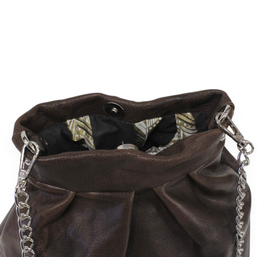 Δερμάτινη τσάντα με πιέτες σε καφέ χρώμα – Danae - Image 4