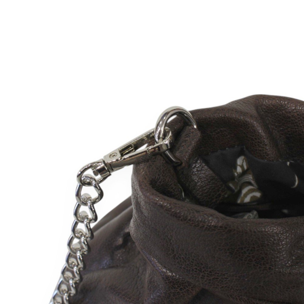 Δερμάτινη τσάντα με πιέτες σε καφέ χρώμα – Danae - Image 5