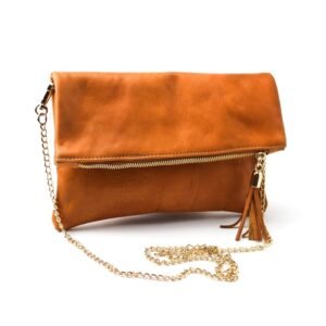 Δερμάτινος φάκελος αναδιπλούμενος σε ταμπά χρώμα – Sappho