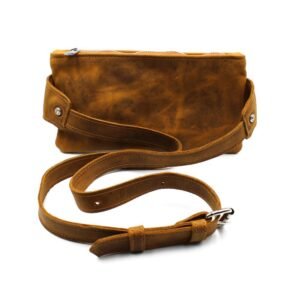 Handmade leather brown belt bag
