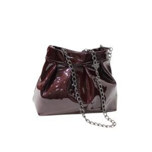 Burgundy leather pleated bag - Danae