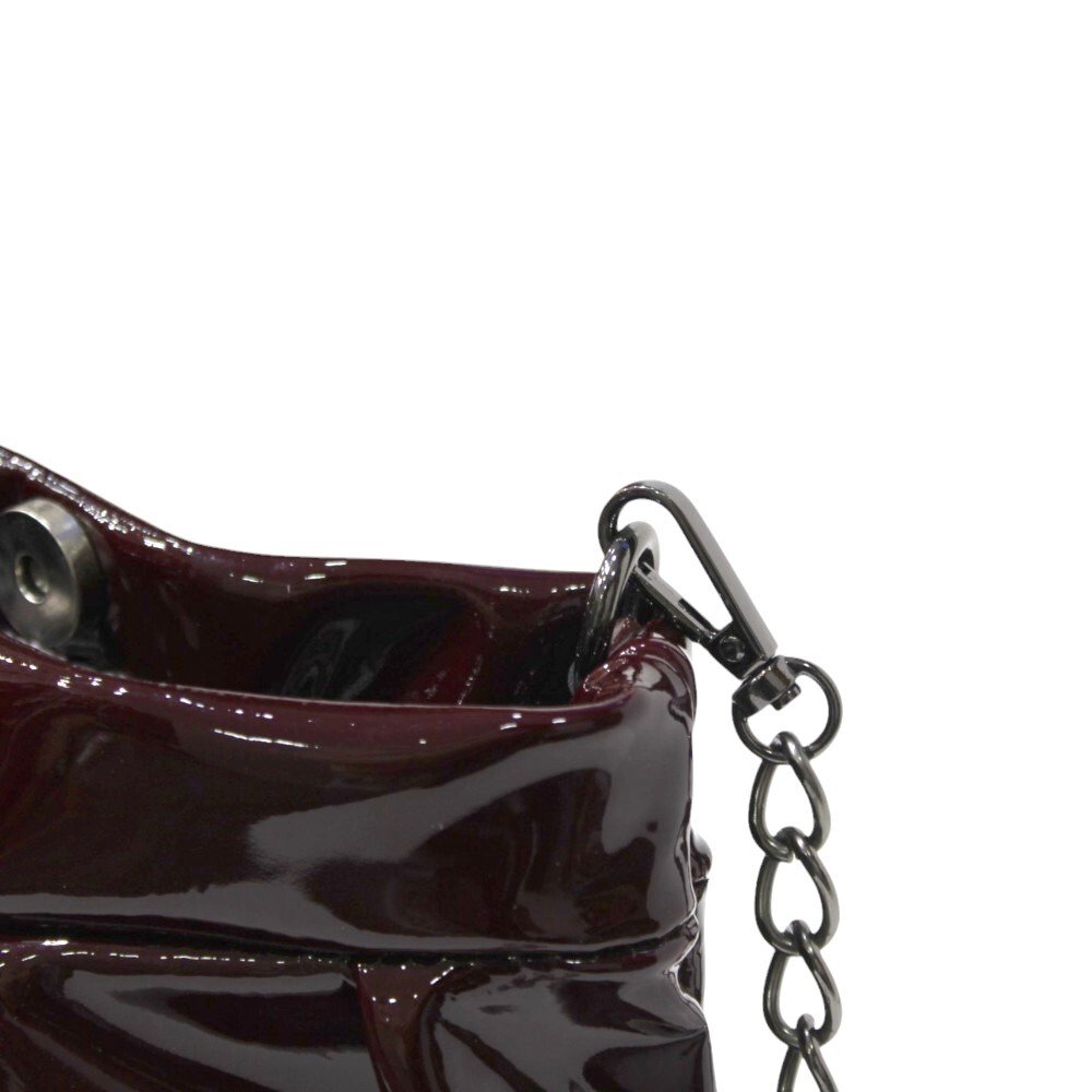 Burgundy leather pleated bag - Danae - Image 7