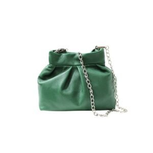 Handmade leather bag with pleats in green color – Danae