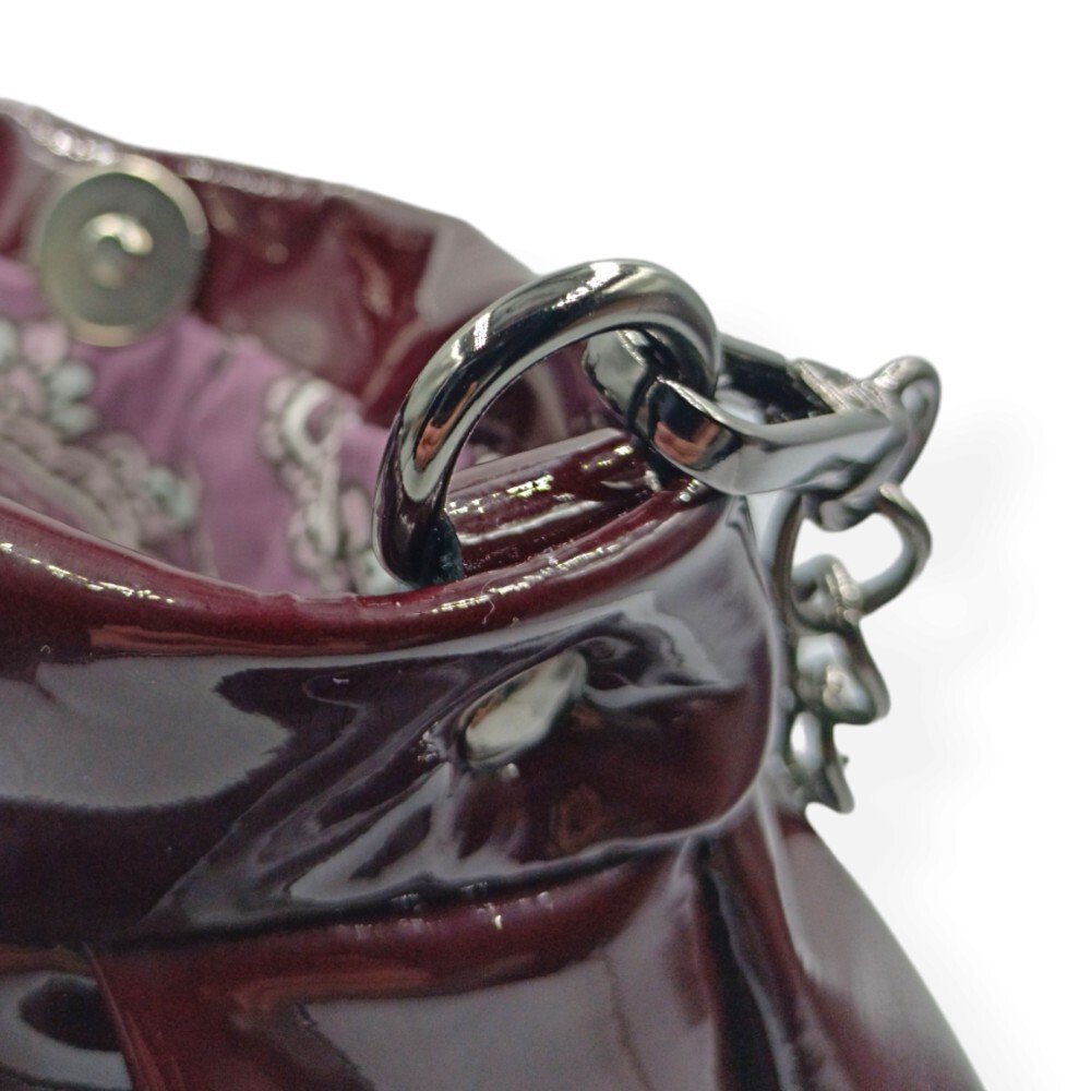 Burgundy leather pleated bag - Danae - Image 6