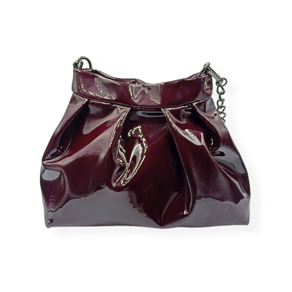 Burgundy leather pleated bag - Danae - Image 4