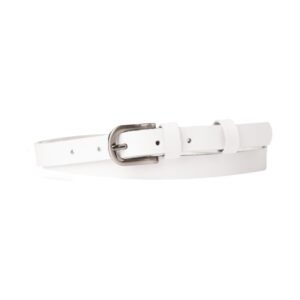 Leather women's belt in white color 1,5 cm