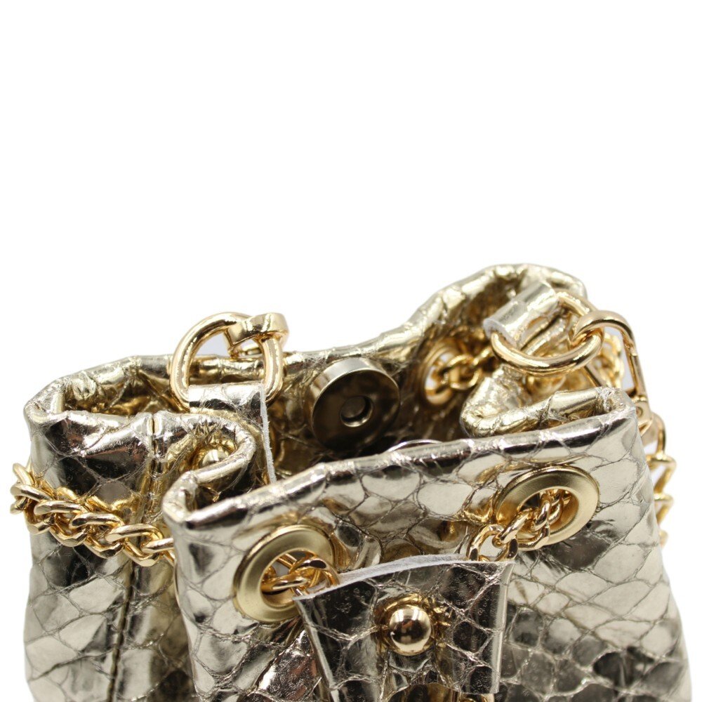 Leather tiny bucket bag in gold color - Erato - Image 5