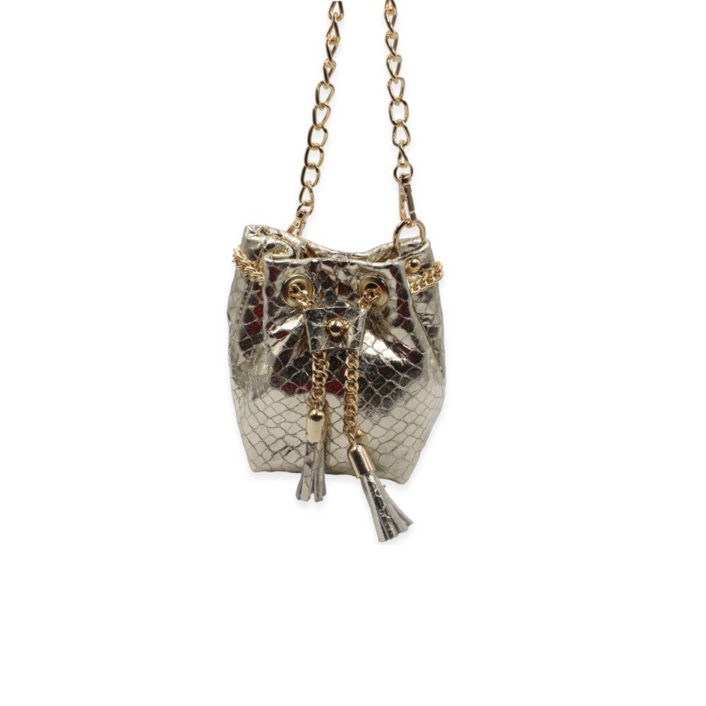 Leather tiny bucket bag in gold color - Erato - Image 4