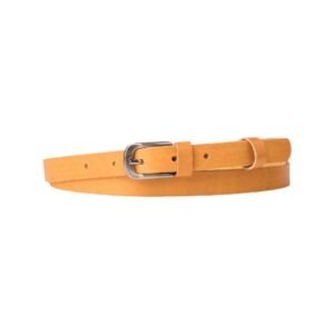 Handmade leather women's belt in yellow color