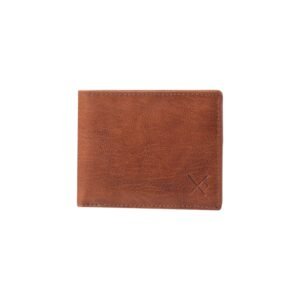 Tan leather men’s wallet free coin pocket with RFID protection