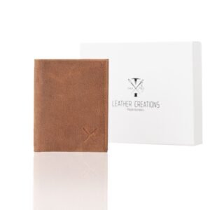 Leather wallet in oily brown color with RFID protection