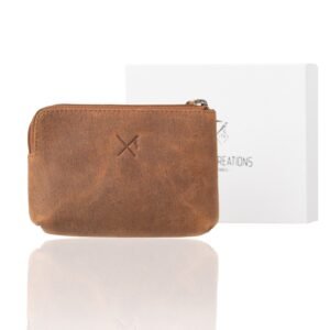 Oily brown zippered wallet with RFID protection