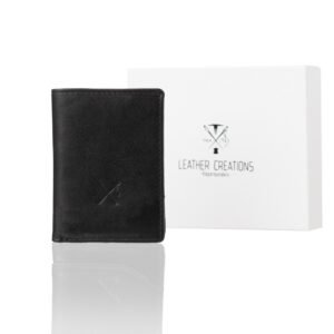 Handcrafted black leather pocket wallet with RFID protection-K34