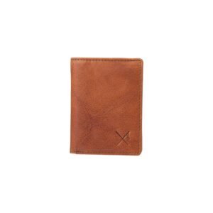 Handcrafted tan leather pocket wallet with RFID protection