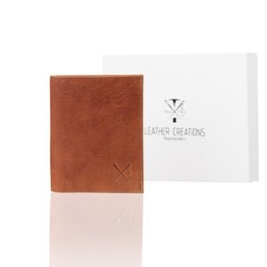 Men’s small-sized leather wallet in tan color with RFID protection