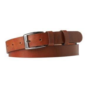 Tan leather men's belt 3 cm seamless