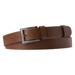 Brown leather men's belt 3,5 cm seamless