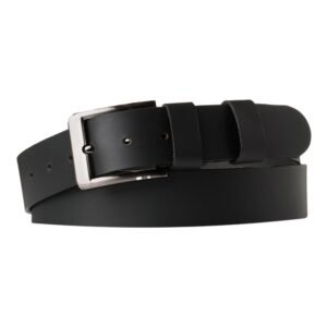 Black leather men's belt 4 cm without stitching - 110cm