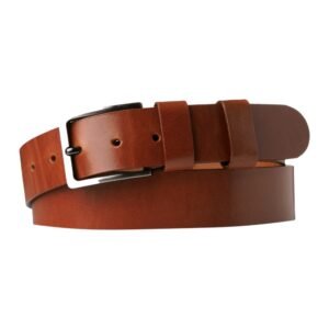 Tan leather men's belt 4 cm seamless