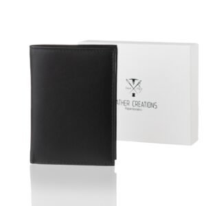 Men’s vertical wallet large size with RFID protection in black color