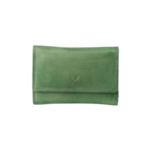 Large-sized green women leather wallet with RFID protection