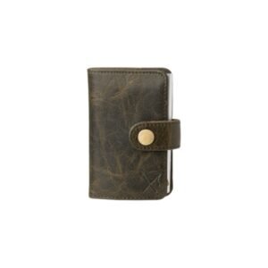 Green men’s leather wallet with pop-up metal card holder