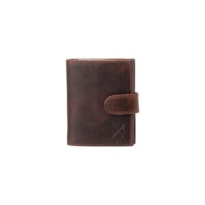 Men’s leather wallet with a metal card holder brown color