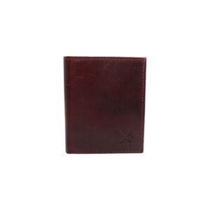 Burgundy leather wallet with no coins with RFID protection