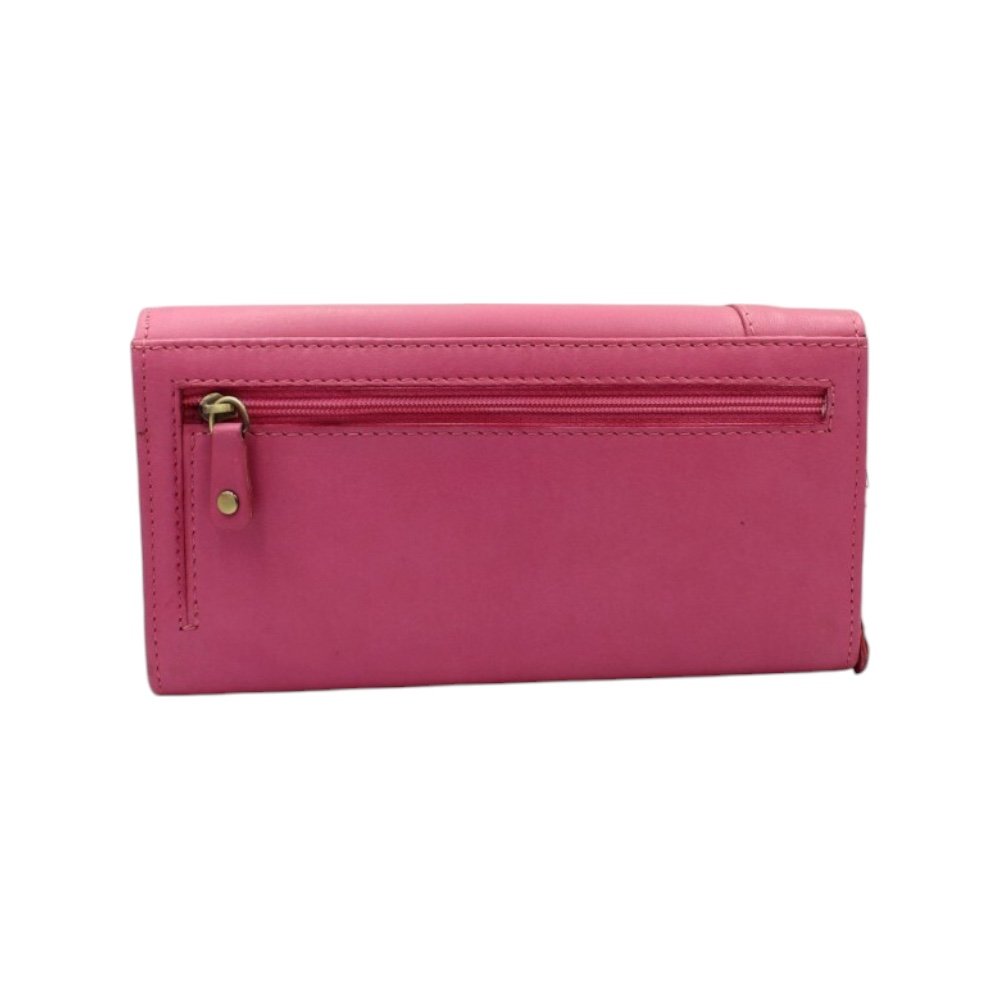 Handmade large leather wallet in pink color with RFID protection - Image 2
