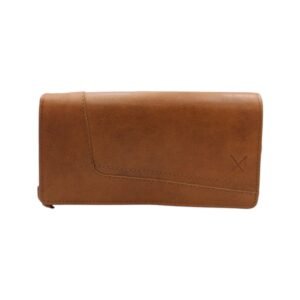 Handmade women leather wallet in tan color with RFID protection