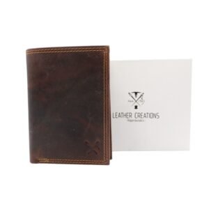 Men’s vertical wallet large size with RFID protection in brown color