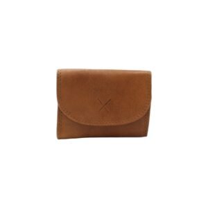 Leather small-sized wallet in tan color with RFID protection