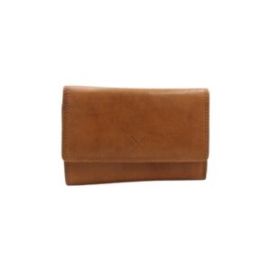 Large-sized tan women leather wallet with RFID protection