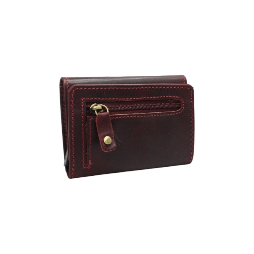 Burgundy men’s leather wallet with pop-up metal card holder - Image 2