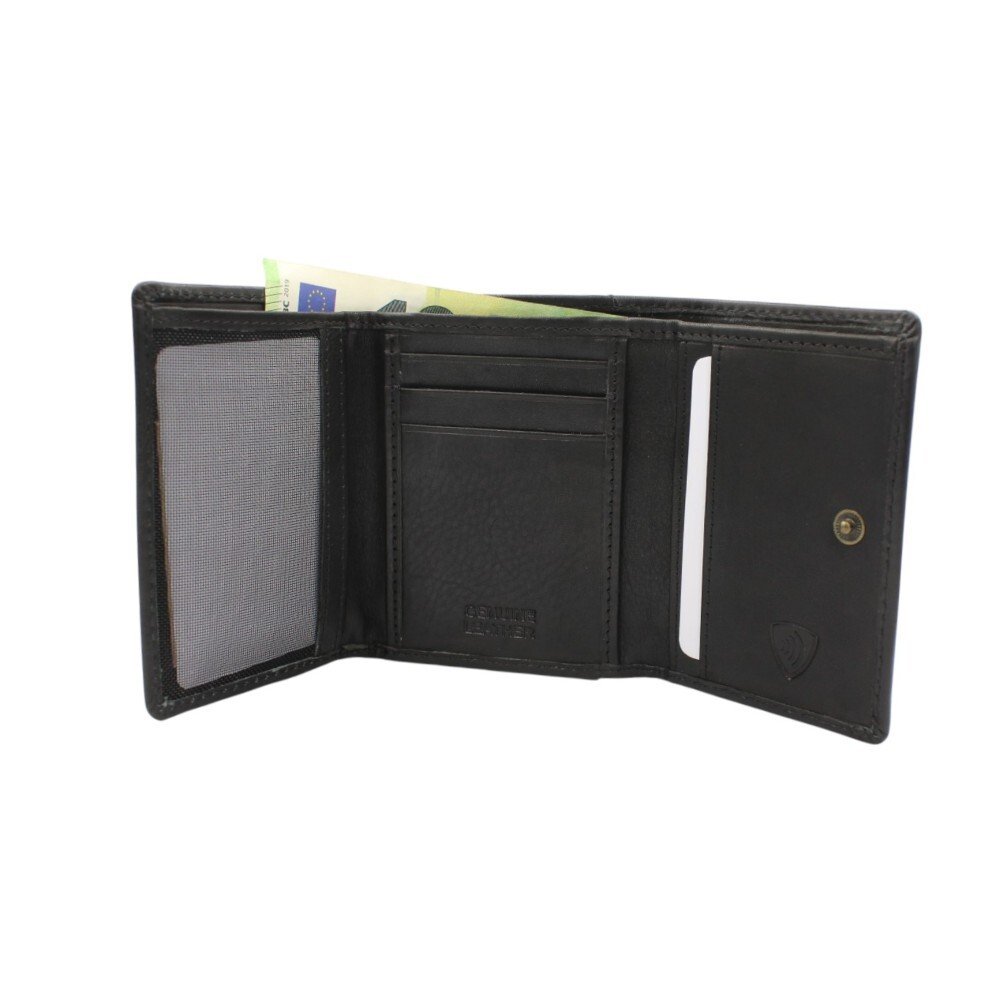 Γυναικείο δερμάτινο πορτοφόλι μικρό μέγεθος με RFID προστασία σε μαύρο χρώμα - Image 2