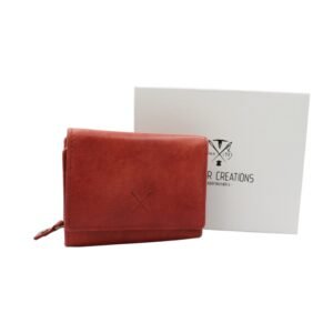 Γυναικείο δερμάτινο πορτοφόλι μικρό μέγεθος με RFID προστασία σε κόκκινο χρώμα