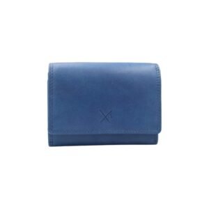 Medium women’s leather wallet with RFID protection blue color