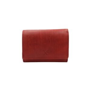 Γυναικείο δερμάτινο πορτοφόλι μεσαίου μεγέθους με πολλές θήκες κόκκινο χρώμα