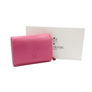Medium women’s leather wallet with RFID protection pink color